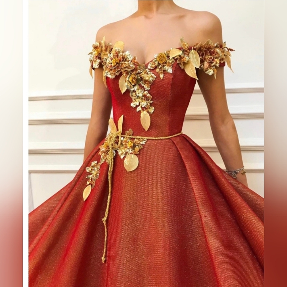 Golden orange sparkling dress